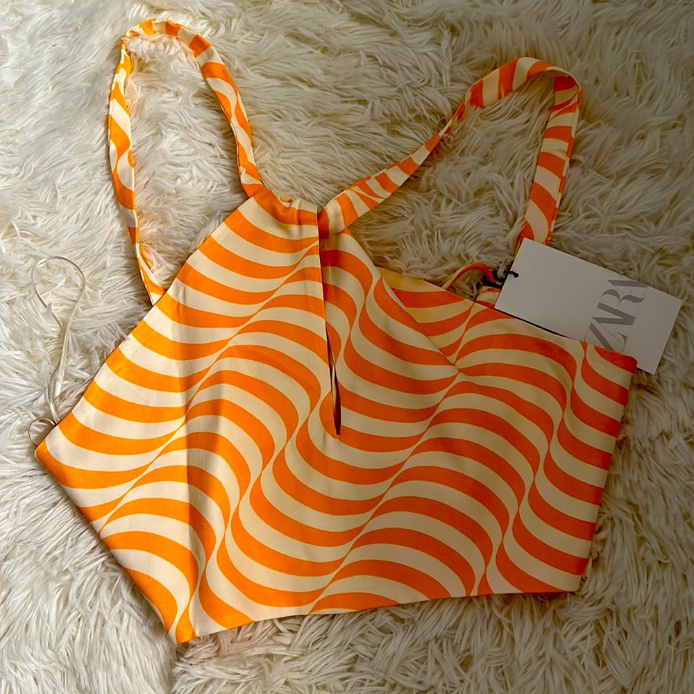 Never worn satin crop halter Zara top